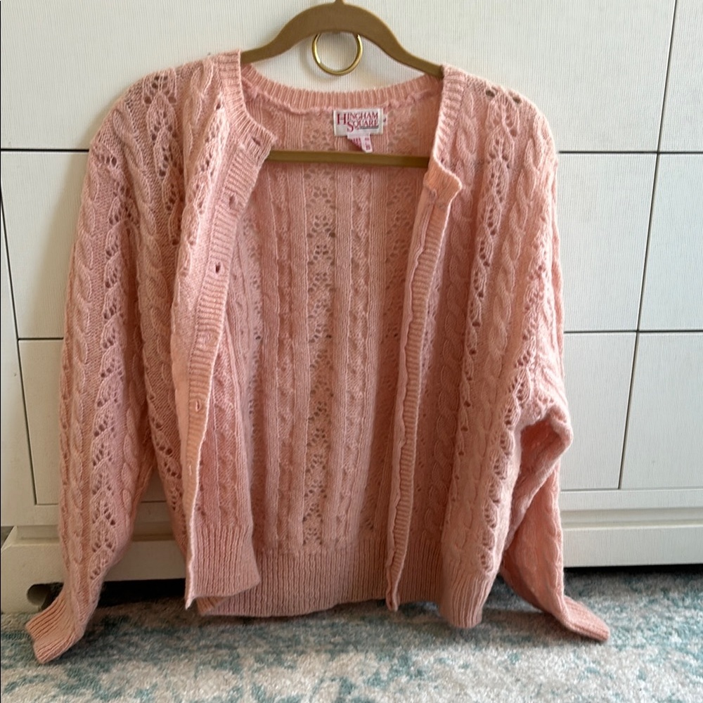 H&M Pink Cable Knit Cardigan Sweater